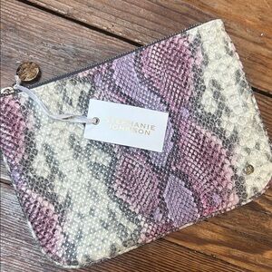 Stephanie Johnson Pink, Purple and Cream Snakeskin Accessory/Cosmetic Case